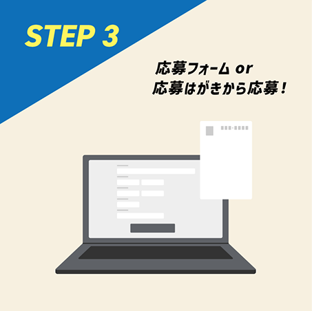 STEP3 応募フォームor応募ハガキから応募！