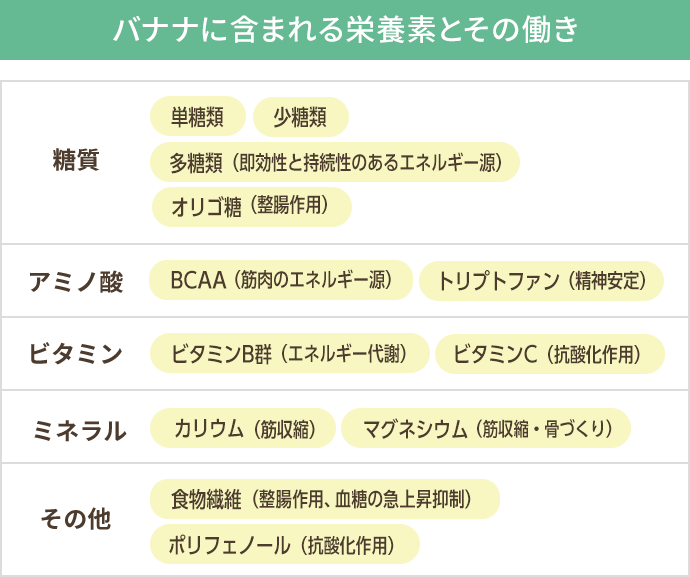 バナナに含まれる栄養素とその働き