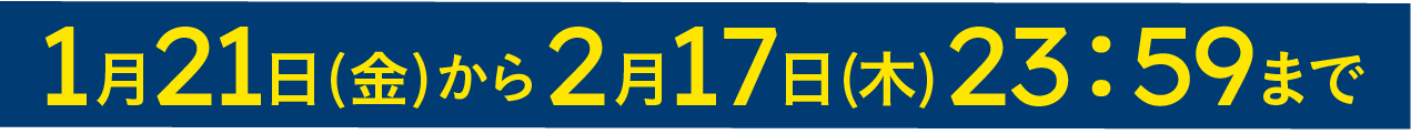 1月21日（金）から2月17日（木）23:59まで