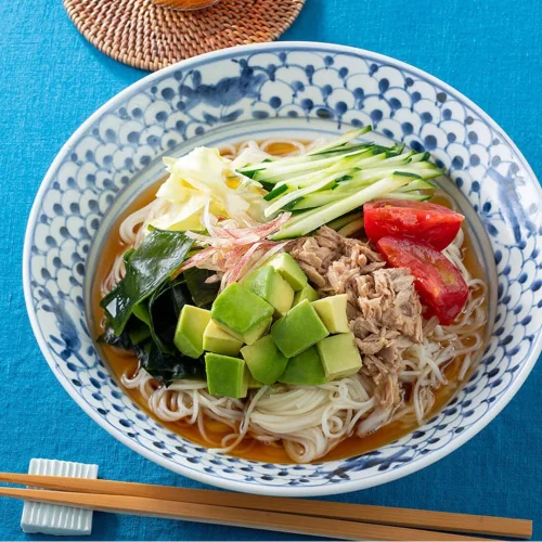 ツナとアボカドのそうめん